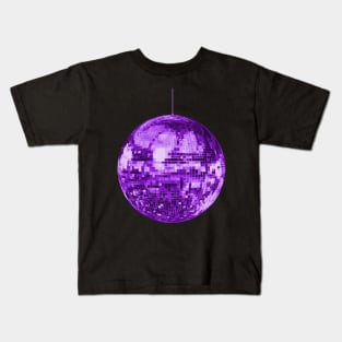 Purple Retro Shiny Disco Ball Kids T-Shirt